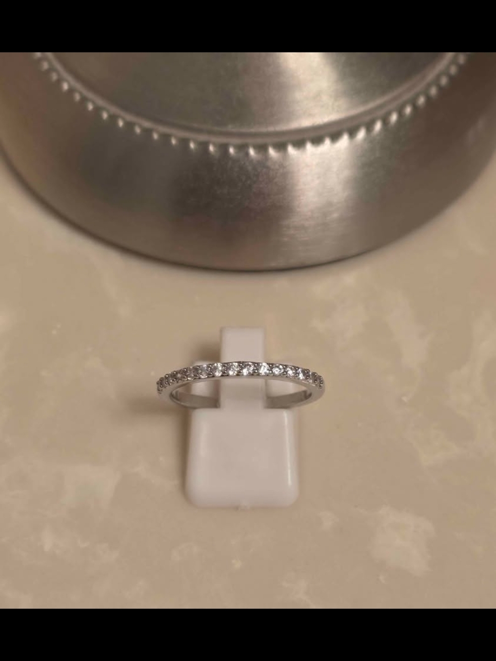 Silver and CZ Ring Band Size 9